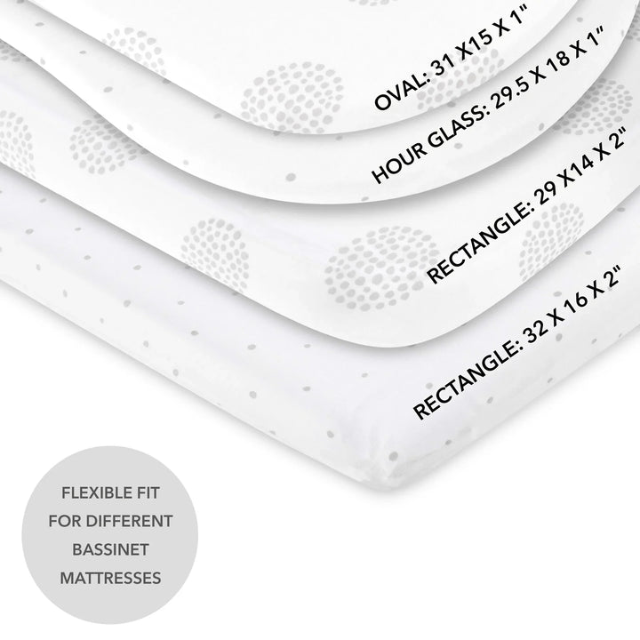 Ely's & Co Grey Dottie 2 Pack Bassinet Sheet