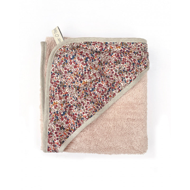 Floral print hooded bath towel