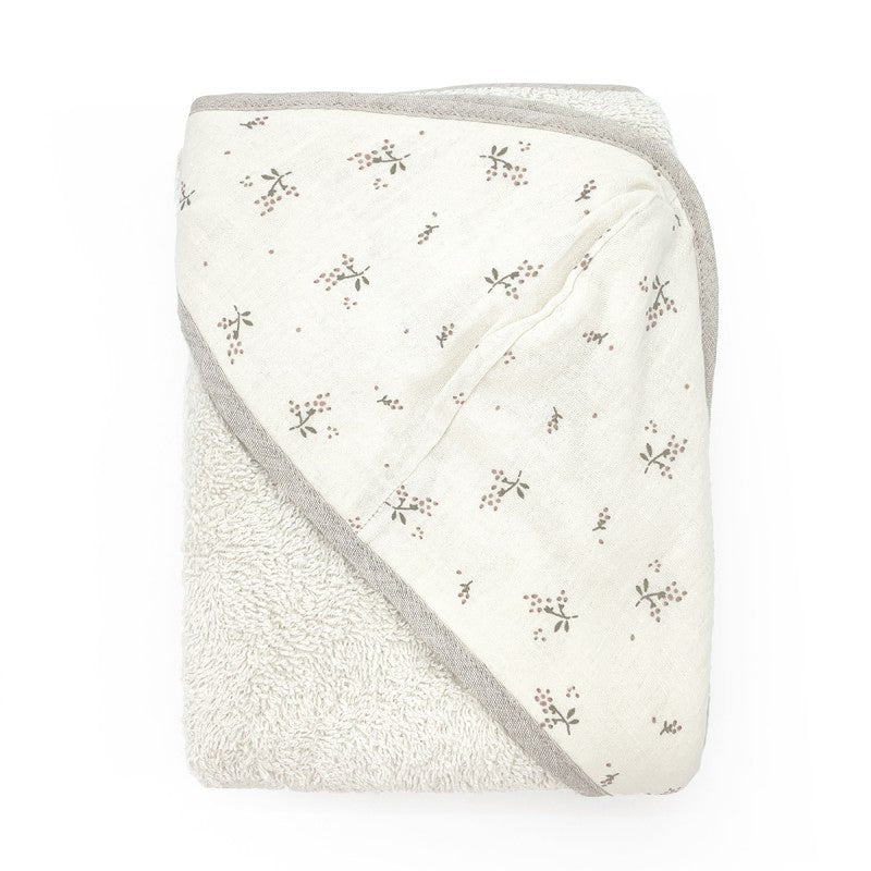 Floral print hooded bath towel