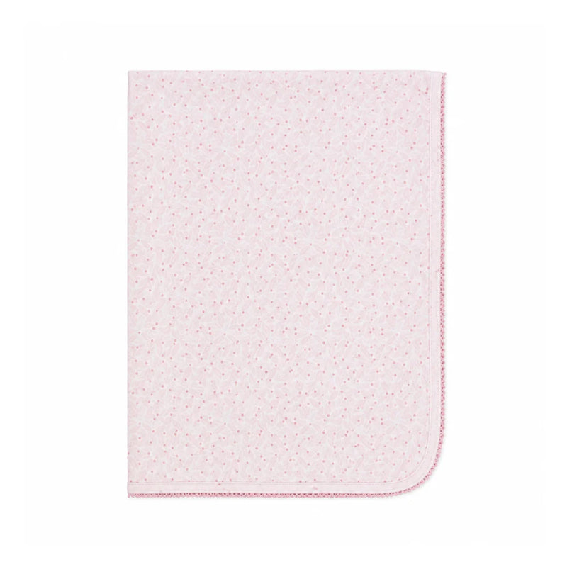 A neatly folded presentation showcasing the botanical knit pattern and texture.