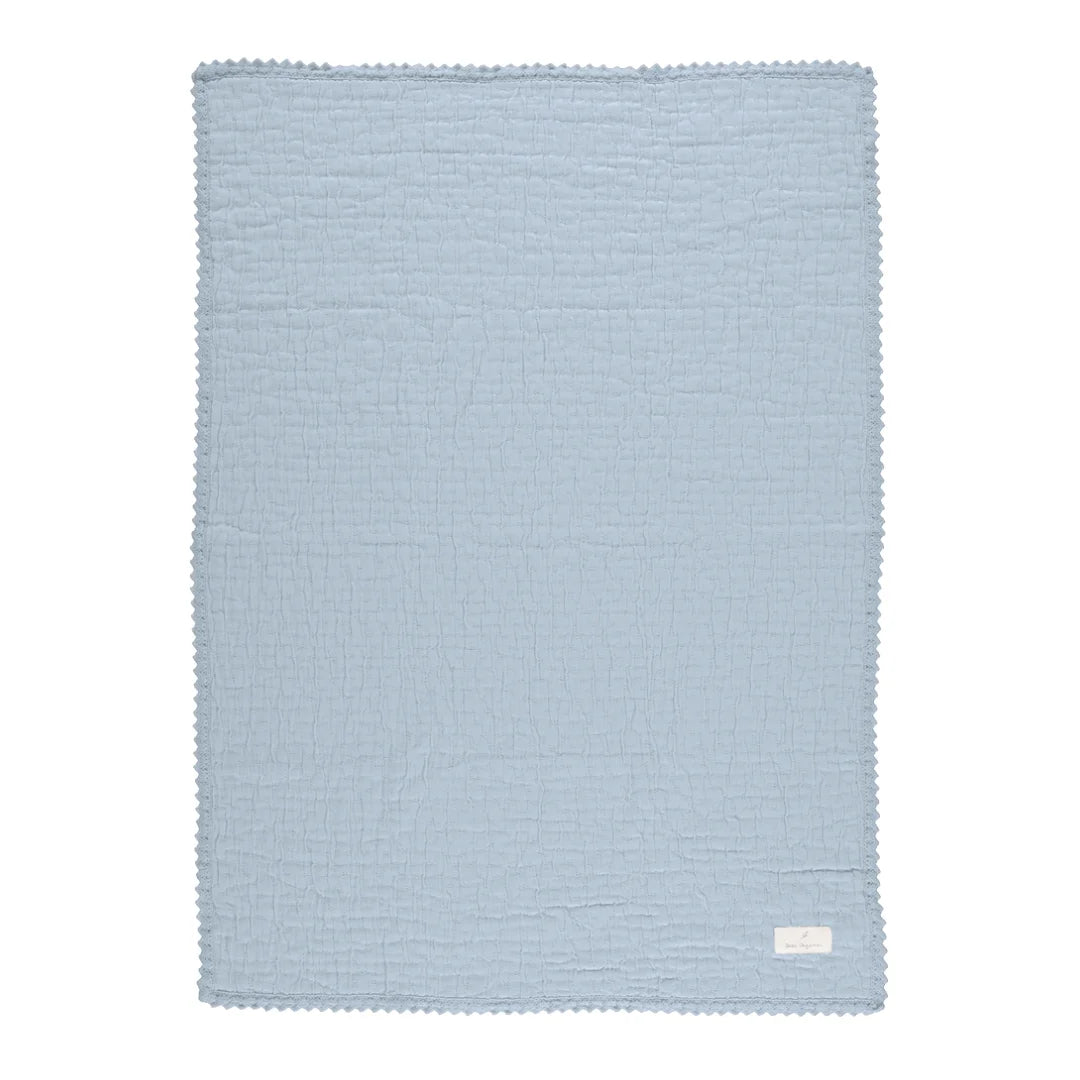 A front view of the Bebe Organic Lumi chenille baby blanket atlantic