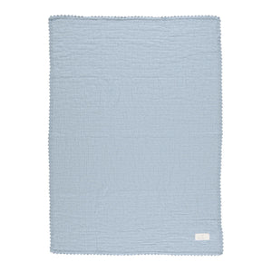 A front view of the Bebe Organic Lumi chenille baby blanket atlantic
