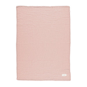 A front view of the Bebe Organic Lumi chenille baby blanket dusty rose