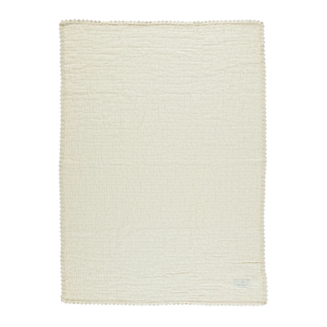 A front view of the Bebe Organic Lumi chenille baby blanket natural