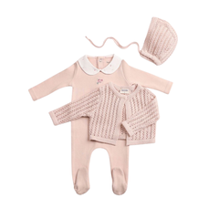 front view of the elegant mauve Bee & Dee Delicata Ensemble.