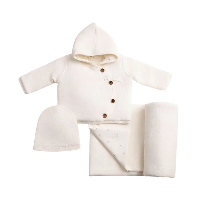 A front view of the elegant linen Bee & Dee Delicata Knit jacket for boys.