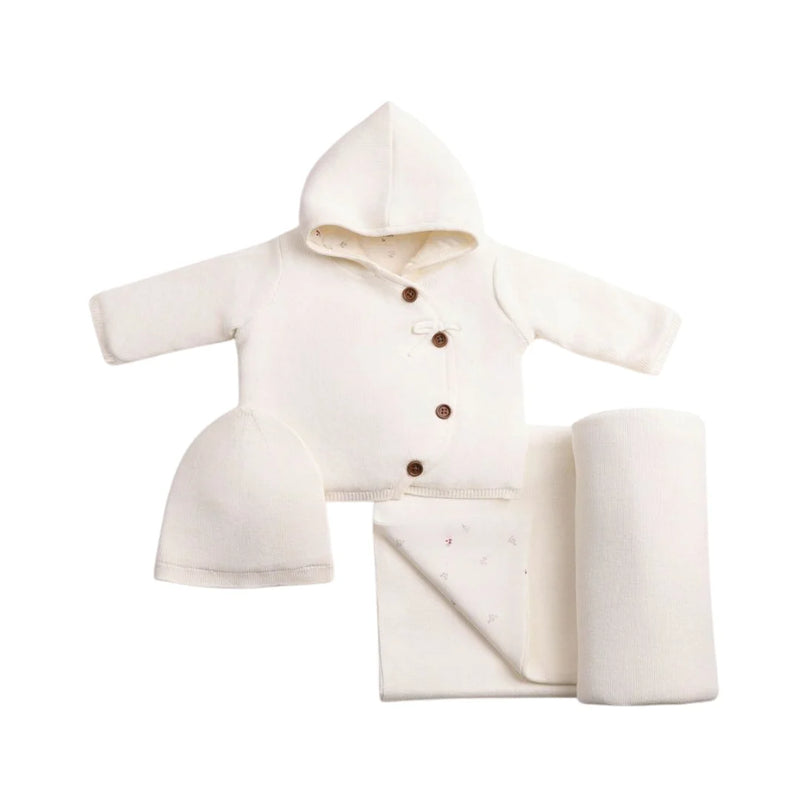 A front view of the elegant linen Bee & Dee Delicata Knit jacket for girls.