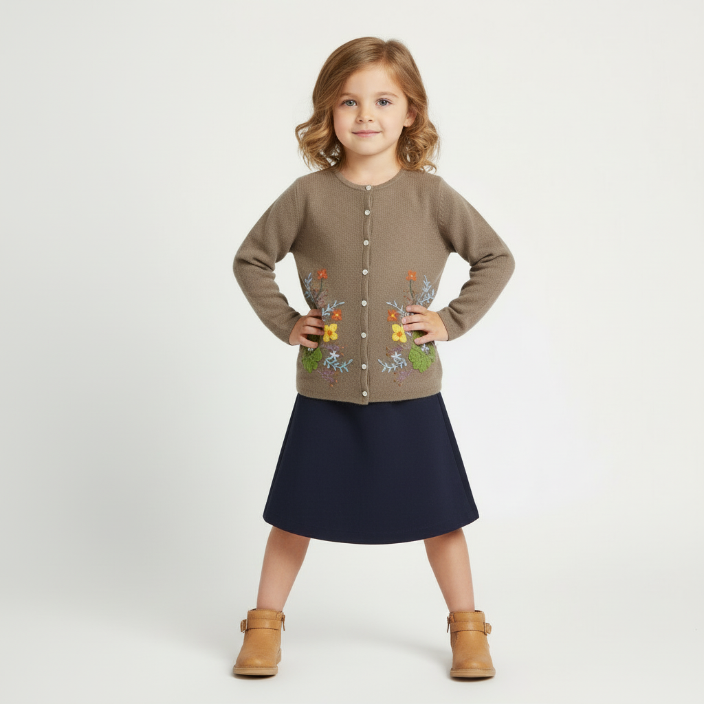 Bace Beige Embroidered Cardigan