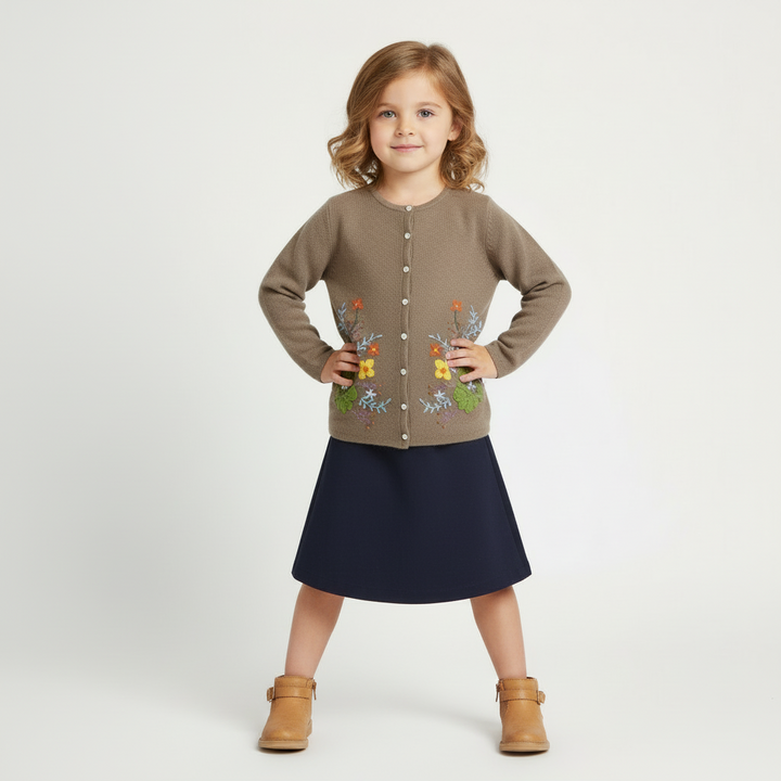 Bace Beige Embroidered Cardigan