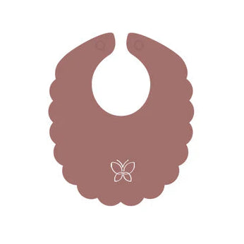 Dark Pink Velour Embroidered Butterfly Bib