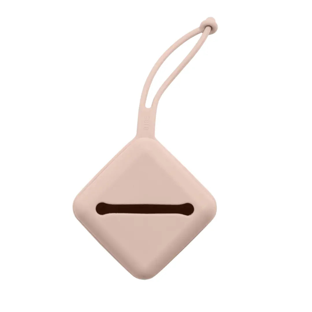 A breathtaking BIBS Pacifier Case in Blush, showcasing its immaculate minimalist design and silicone stroller strap.