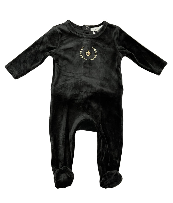 Little Lux Crown Velour Footie