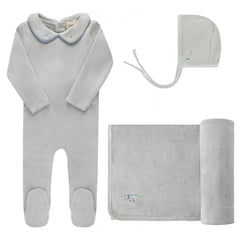 Aurora Blue Embroidered Velour Collar Take Me Home Set