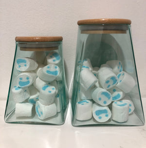 Colored Glass Candy Jar Bamboo Lid