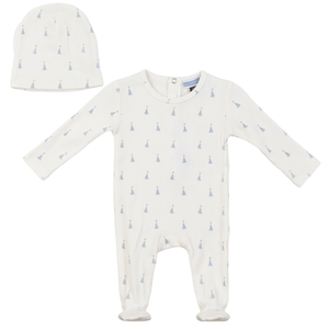 Whipped Cocoa - Baby Bow/Sail Boat Print Onesie and Hat