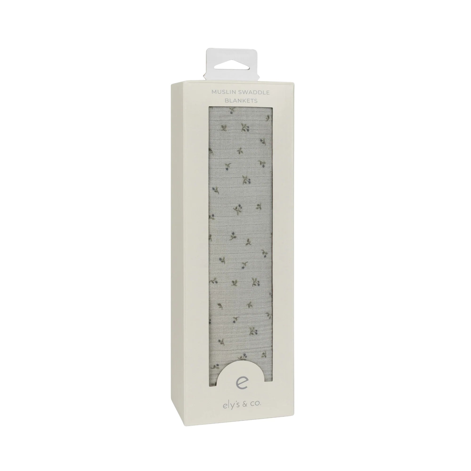 Ely’s & Co. – Ivory/Blue Floral Embroidered Collar Collection Muslin Swaddle
