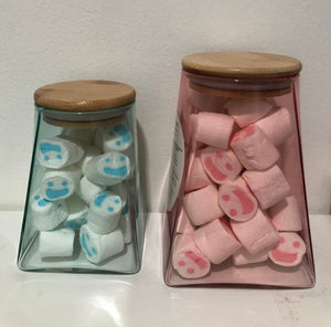 Colored Glass Candy Jar Bamboo Lid