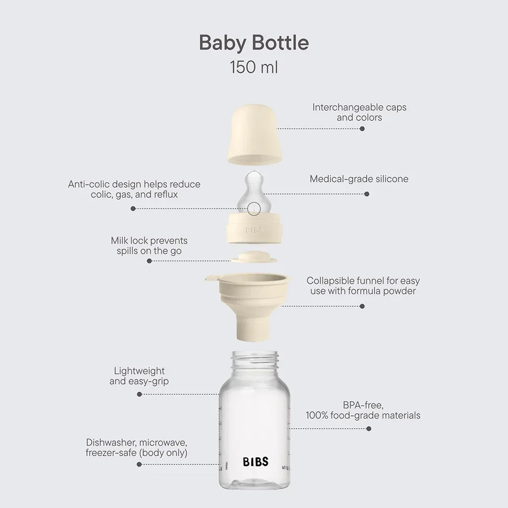 BIBS Baby BPA-Free PP Bottle Set 150ml Silicone
