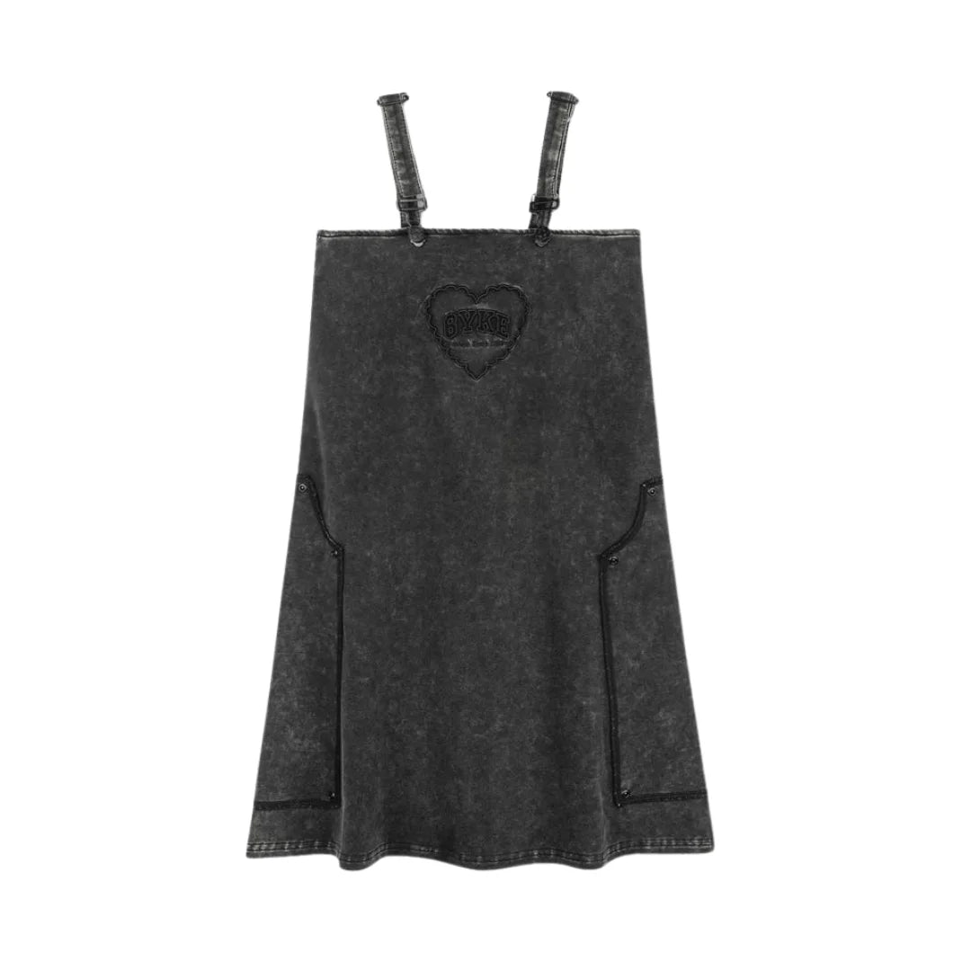 A front view of the Byke black wash patch knit jumper.