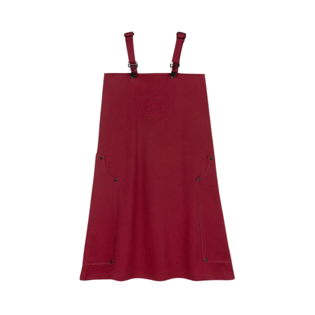 A front view of the Byke cranberry patch knit jumper.