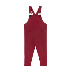A front view of the Byke cranberry patch knit baby romper.