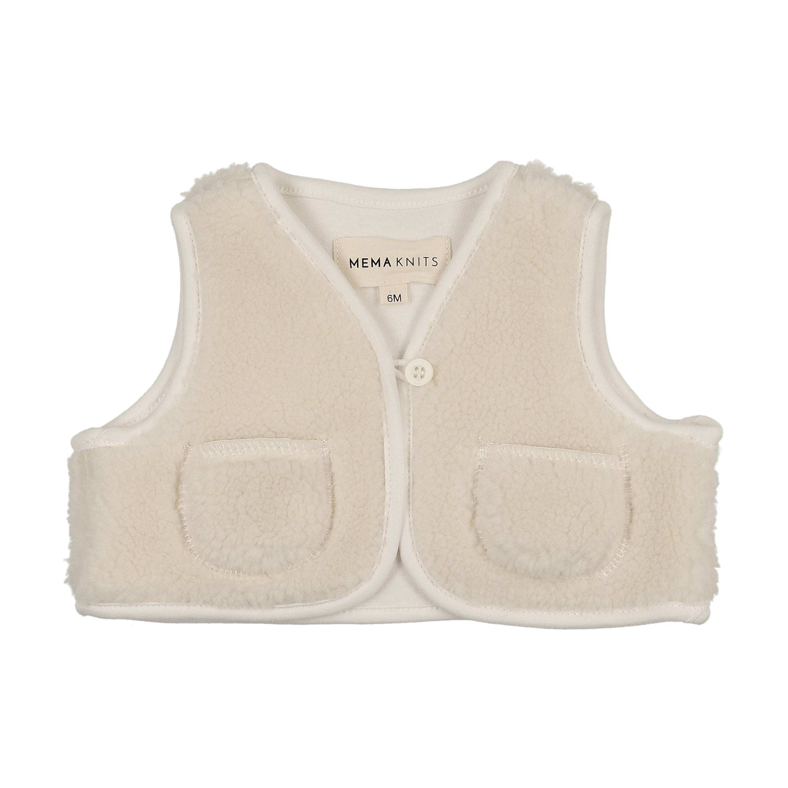 Mema Knits Ivory Sherpa Vest