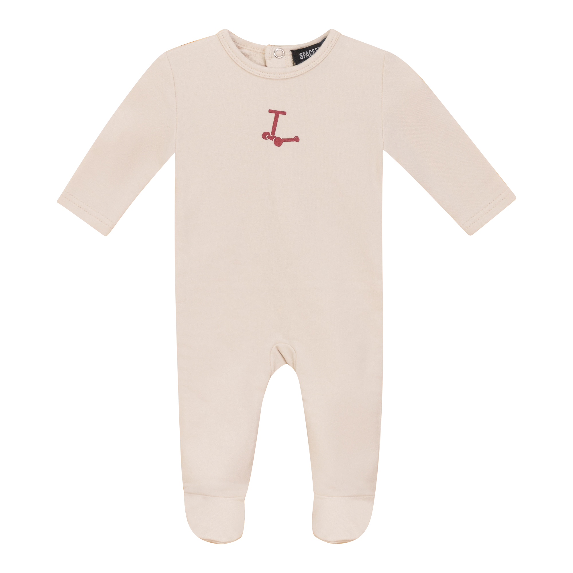 Space Grey Dark Almond Chest Print Fleece Footie