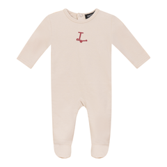 Space Grey Dark Almond Chest Print Fleece Footie