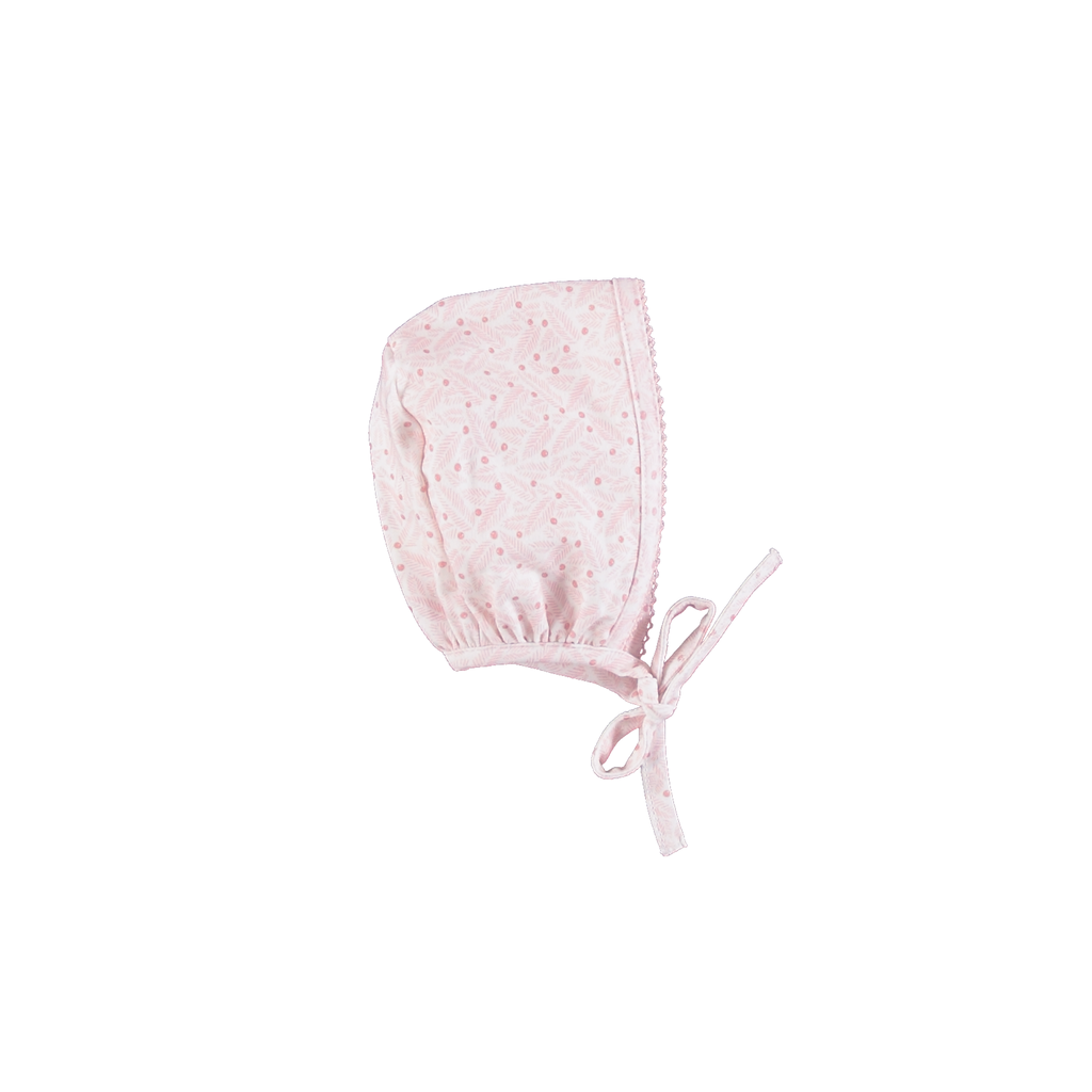 Bebe Organic Idra Pink Leaves Wrap Footie + Bonnet