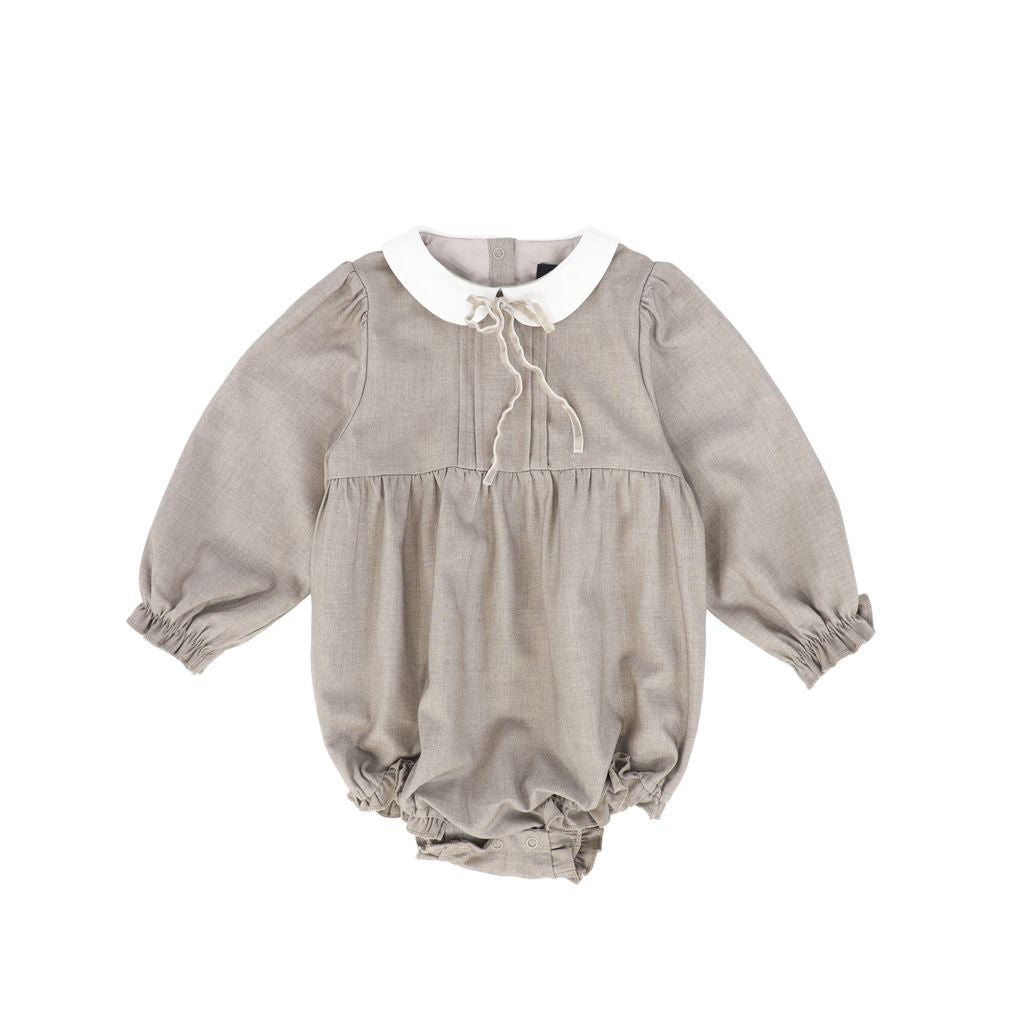 Bamboo - Wool Collar Pleat Front Romper