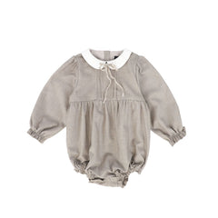 Bamboo - Wool Collar Pleat Front Romper