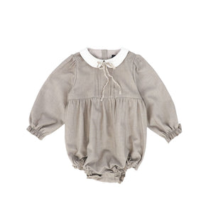 Bamboo - Wool Collar Pleat Front Romper