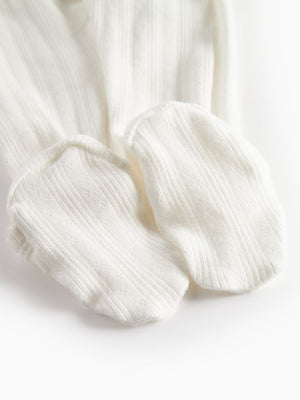 MarMar Gentle White Pointelle Rubetta Footie + Hat