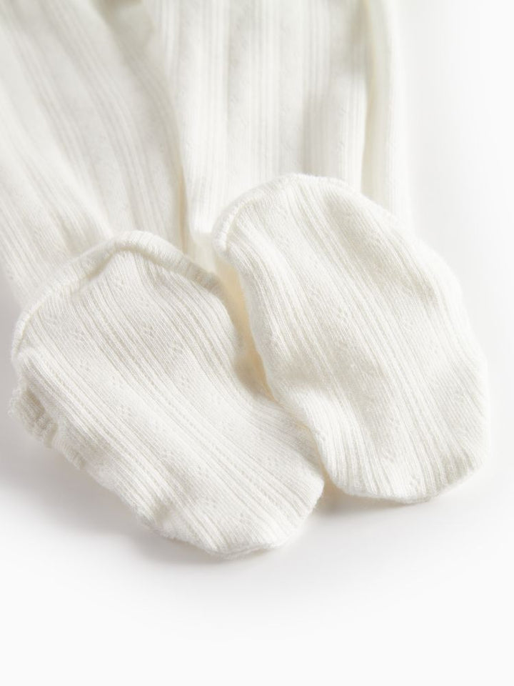 MarMar Gentle White Pointelle Rubetta Footie + Hat