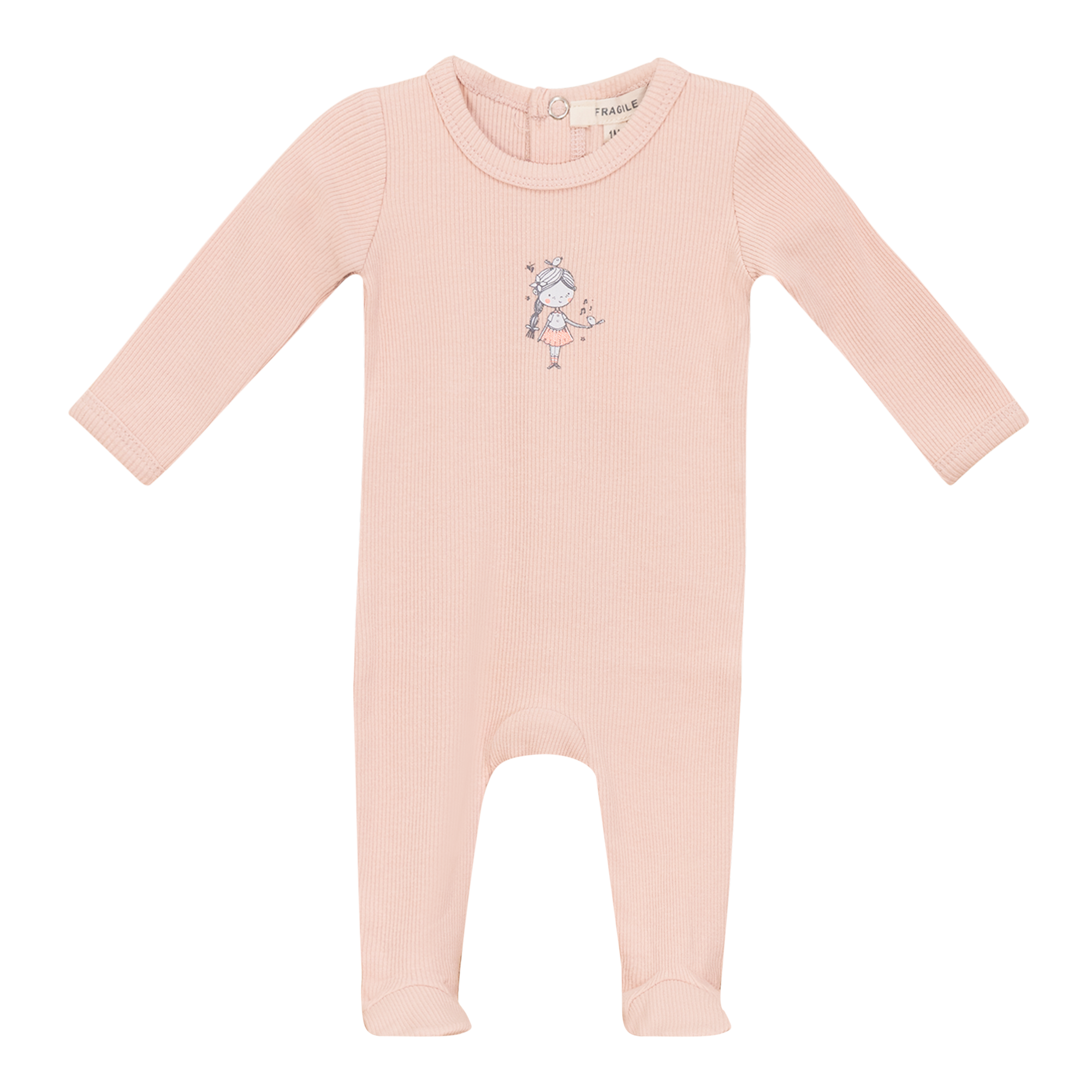 Fragile Light Mauve Rib Footie