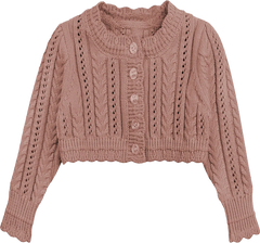 Looms Mauve Cable Pointelle Cardigan + Bonnet