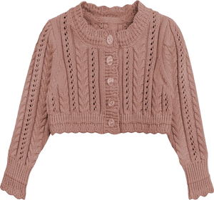 Looms Mauve Cable Pointelle Cardigan + Bonnet