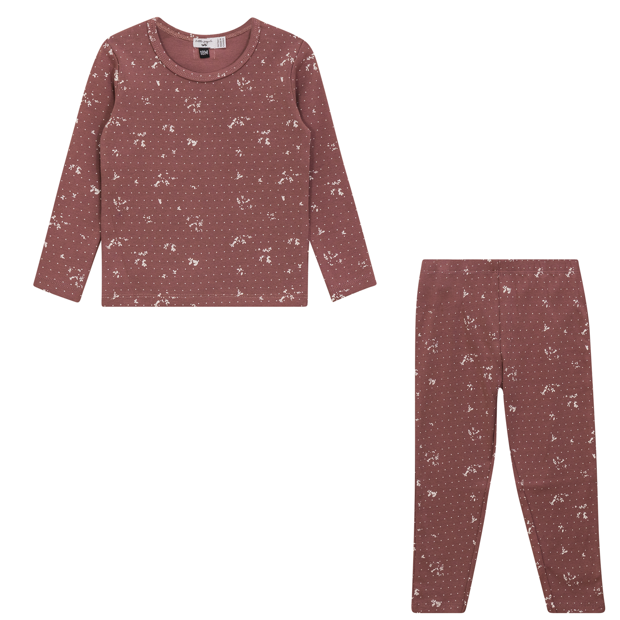 Little Fragile Rosette Print Fine Rib 2 Pc Lounge Set