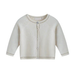 Beige baby cardigan on a white background