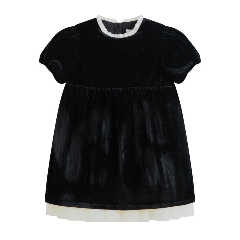 A breathtaking C'era Una Volta Ginevra dress featuring an immaculate black silhouette and elegant European detailing.