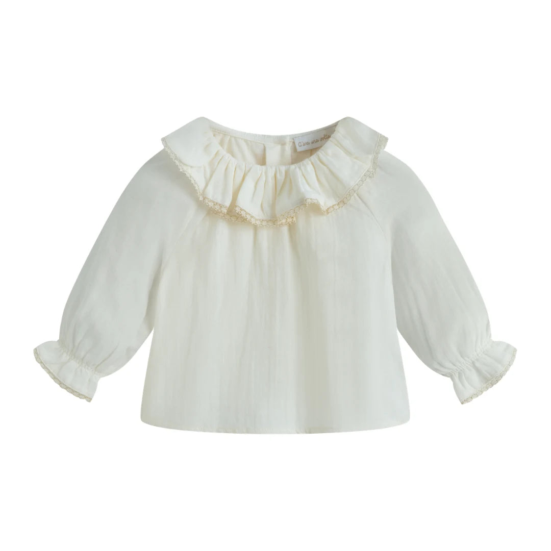C'era Una Volta – Baby Lilly Shirt & Romeo Bloomer Two-Piece Set | Cream/Black