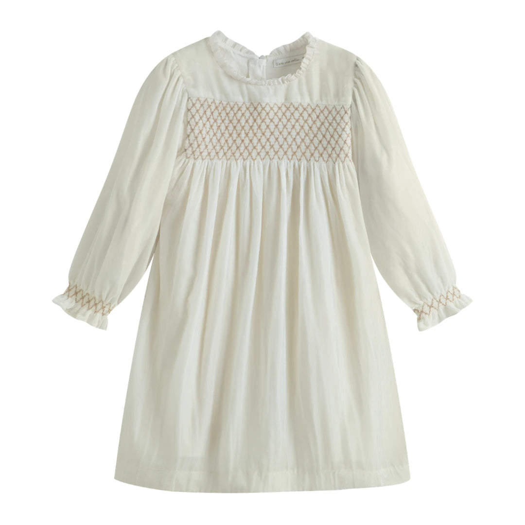 A breathtaking C'era Una Volta Silvia Dress featuring a pristine cream palette and an immaculate, elegant silhouette.