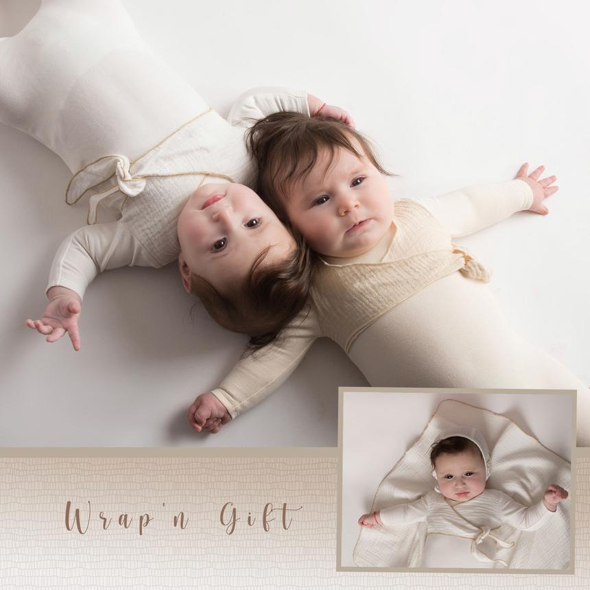 citrine gauze wrap layette set footie bonnet blanket