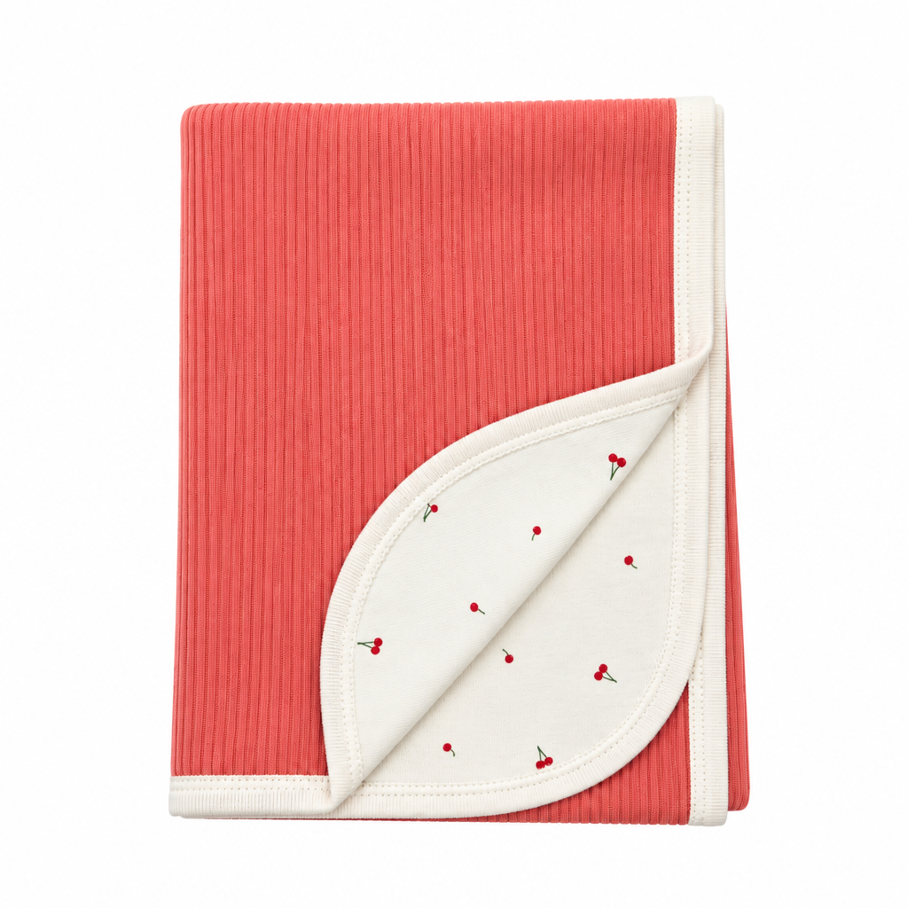 Cotton Pompom Mini Cherries/Cordurouy Blanket