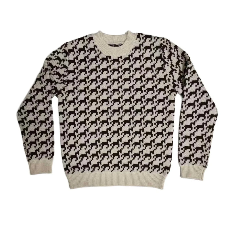 A front view of the Cottier brown knit sweater for children.
