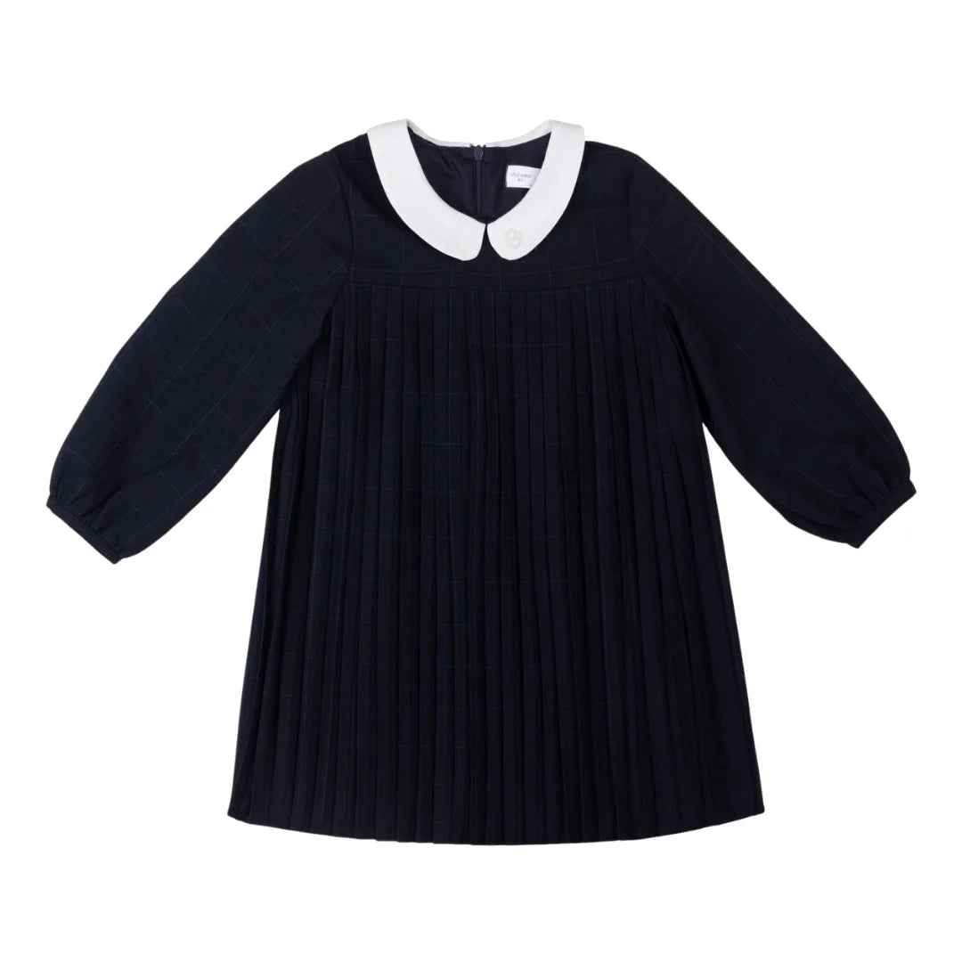 A front view of the Cottier Eleanor navy children's special occasion dress.