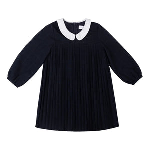 A front view of the Cottier Eleanor navy children's special occasion dress.