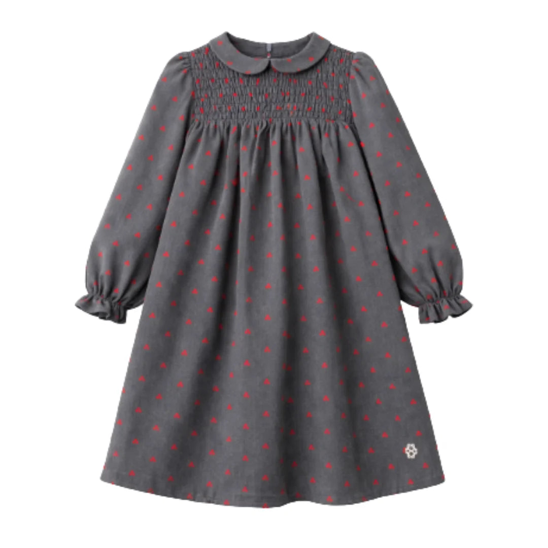 front view of the Cottier charcoal grey dress for children.