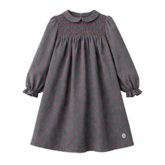 front view of the Cottier charcoal grey dress for children.