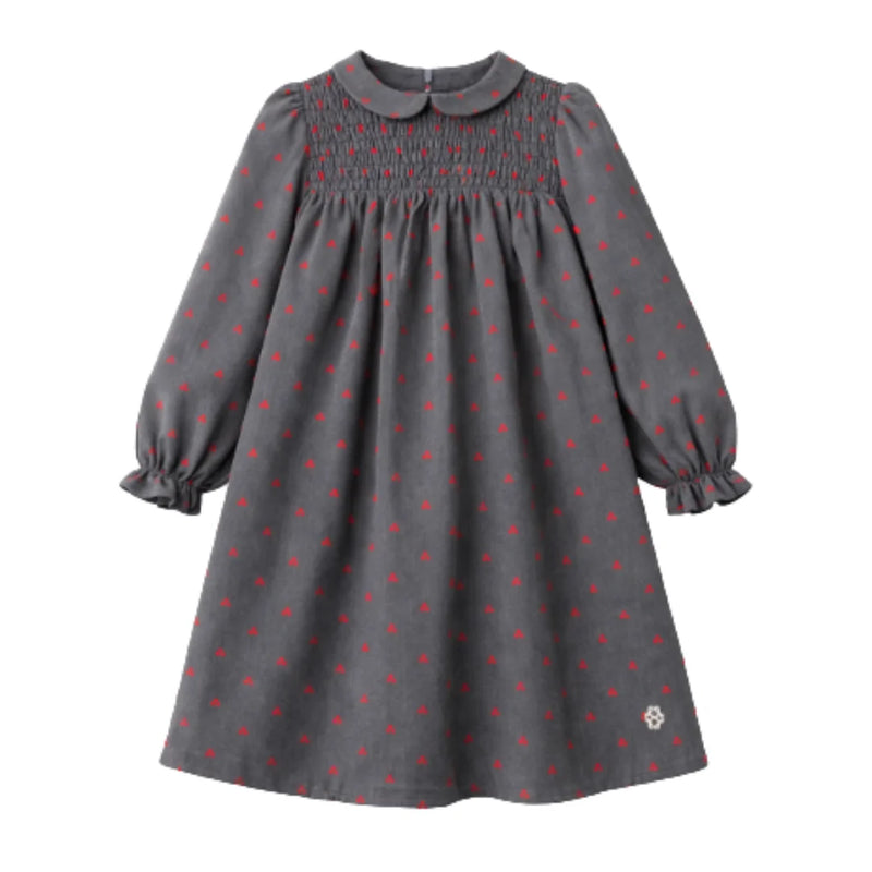 front view of the Cottier charcoal grey dress for children.